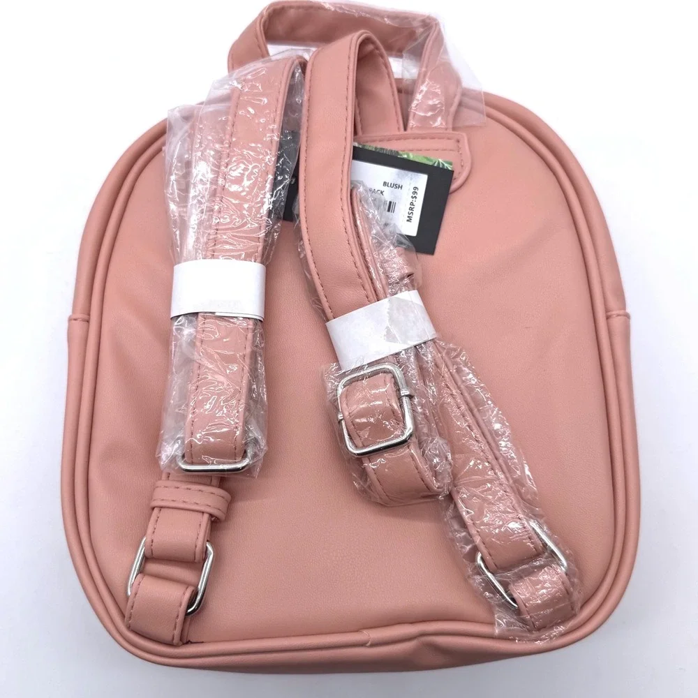 Badgley Mischka Mini Studded Backpack‎ Purse Vegan Leather Blush Quilted NWT
